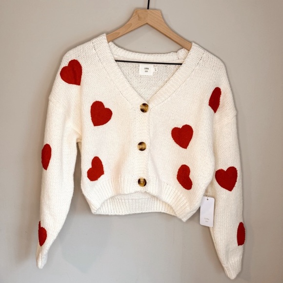luna ivy Sweaters - New Luna Ivy Valentine’s Day Heart Chunky Sweater Cardigan in Size Small